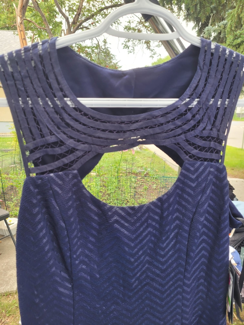 Guess Navy Backless Chevron-Textured Dress NWT